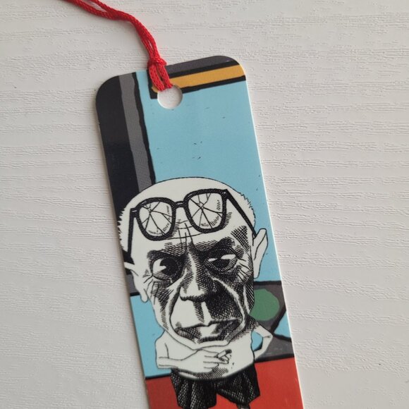 Vintage Pablo Picasso bookmark Steven Cragg Caricature tassel 80s 90s, KBO-12866 - Picture 3 of 9